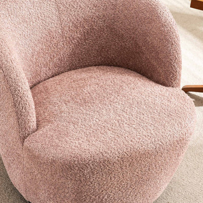 Everly Quinn Nen Upholstered Swivel Accent Chairs, Boucle Swivel Barrel ...